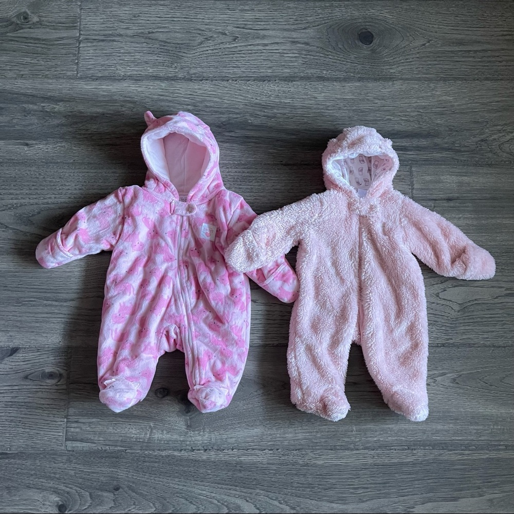 2 Pink Newborn Baby Girl One Piece